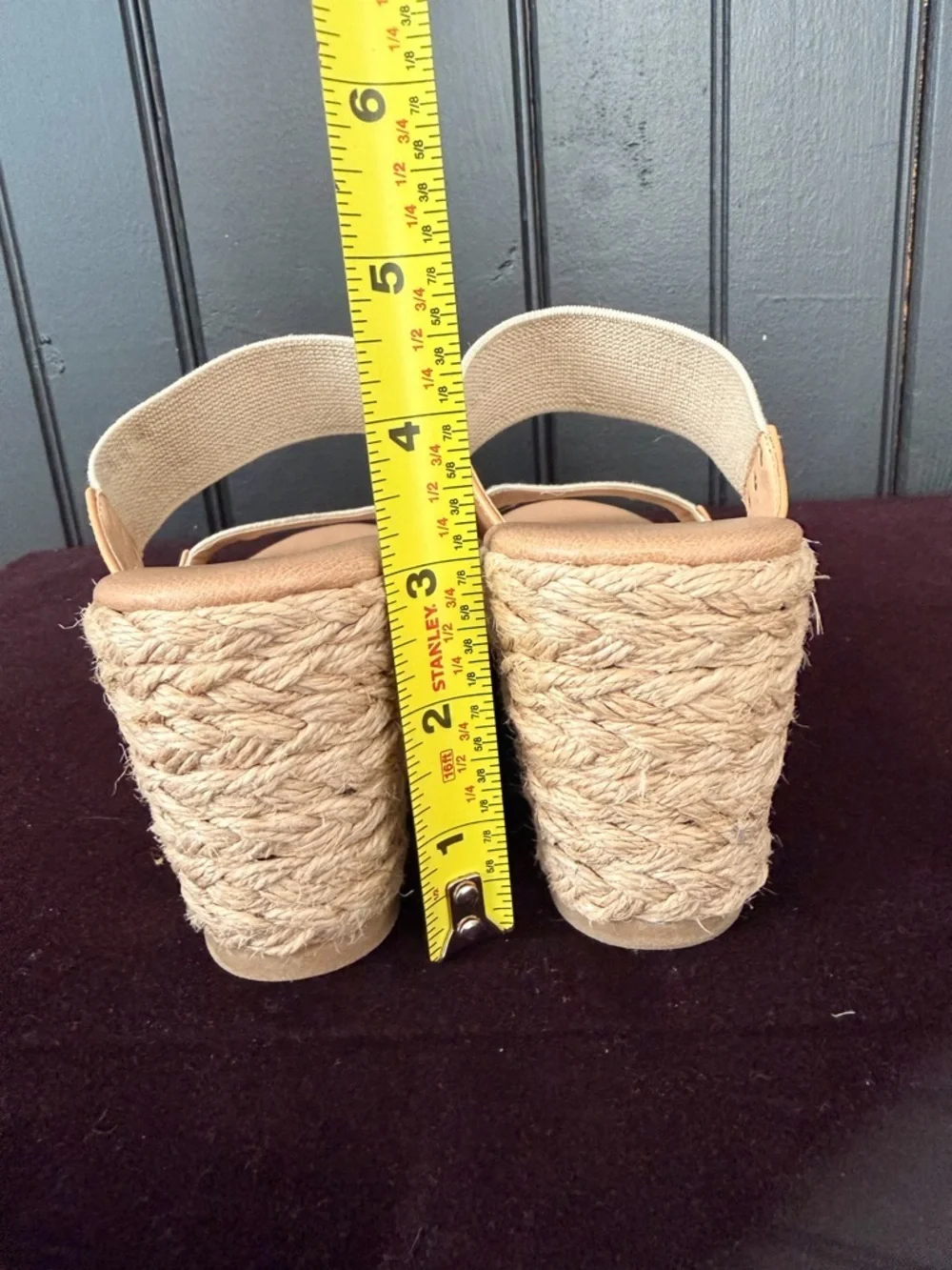 Beige Sakura Elastic Wedge Sandals